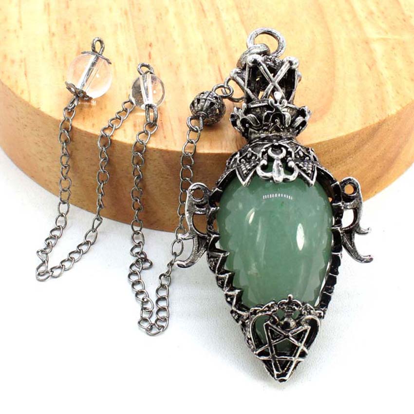 Water Drop Crystal Pendulum for Dowsing, Natural Amethyst, Rose Quartz, Onyx Antique Pendulums for Spiritual Divination