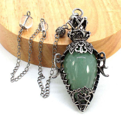 Water Drop Crystal Pendulum for Dowsing, Natural Amethyst, Rose Quartz, Onyx Antique Pendulums for Spiritual Divination