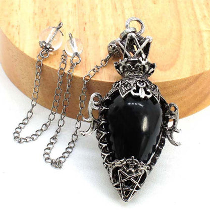 Water Drop Crystal Pendulum for Dowsing, Natural Amethyst, Rose Quartz, Onyx Antique Pendulums for Spiritual Divination