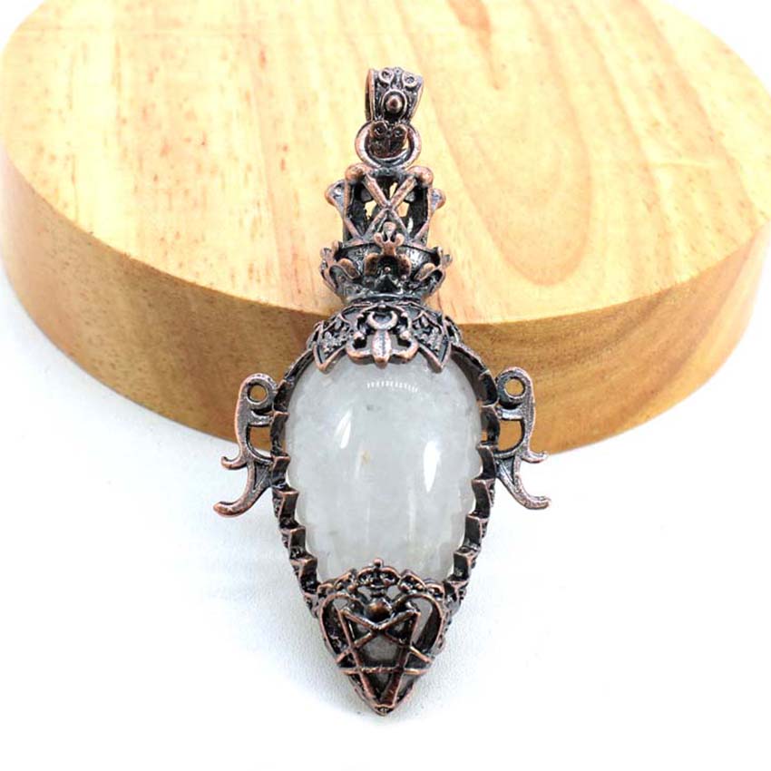 Water Drop Crystal Pendulum for Dowsing, Natural Amethyst, Rose Quartz, Onyx Antique Pendulums for Spiritual Divination