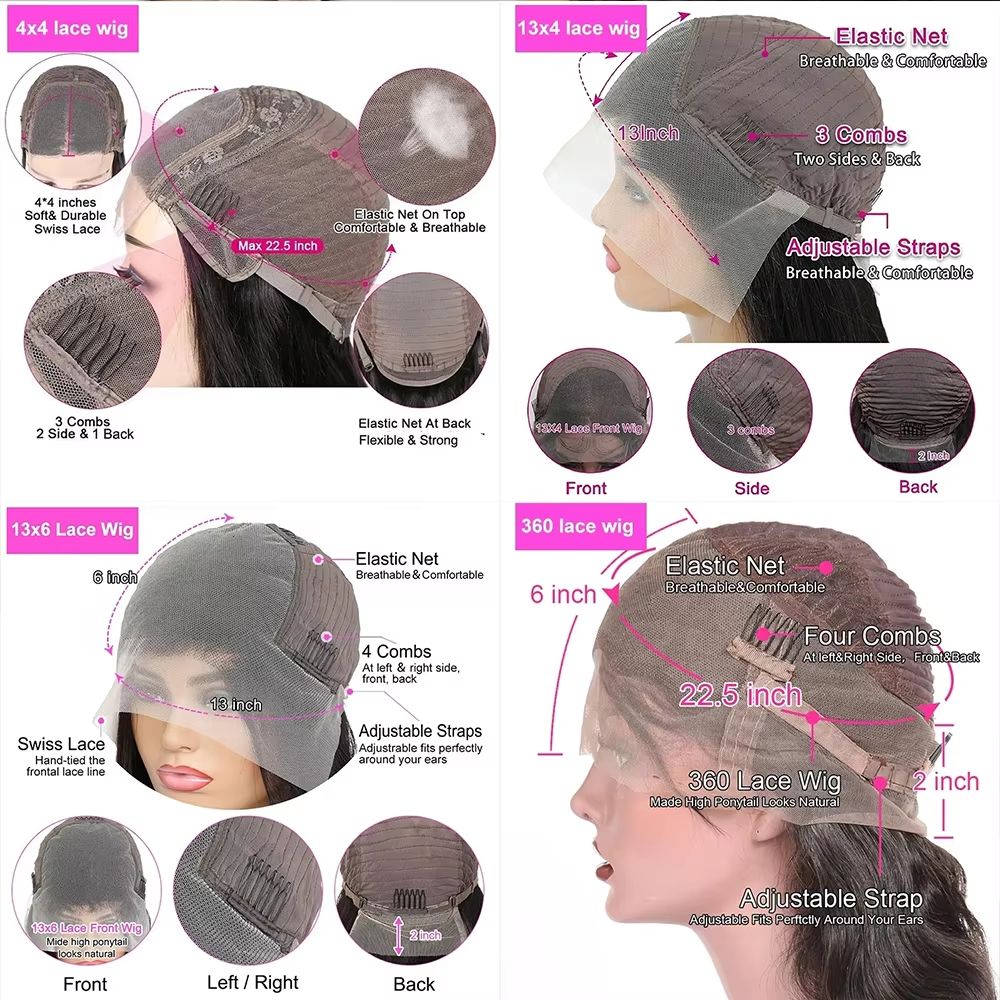 HD 360 Full Lace Wig 36" Bone Straight Human Hair Wig with Pre-Plucked 13x6 Lace Frontal for Women
