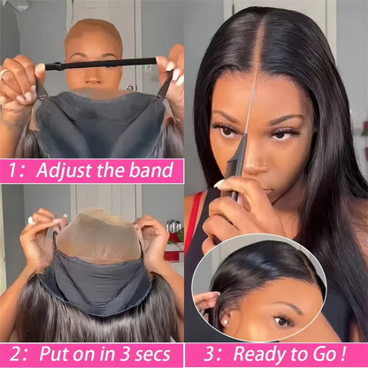 30" Glueless HD Lace Closure Wig – 100% Human Hair, Pre-Cut Ready to Wear Bone Straight Wig (4x4/5x5)
