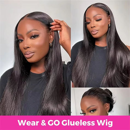 30" Glueless HD Lace Closure Wig – 100% Human Hair, Pre-Cut Ready to Wear Bone Straight Wig (4x4/5x5)