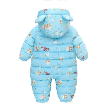 Hooded Autumn Winter Baby Snowsuit Plus Velvet Warm Baby Girl Romper Baby Boy Jumpsuit Infant Winter Overalls Coat Thick
