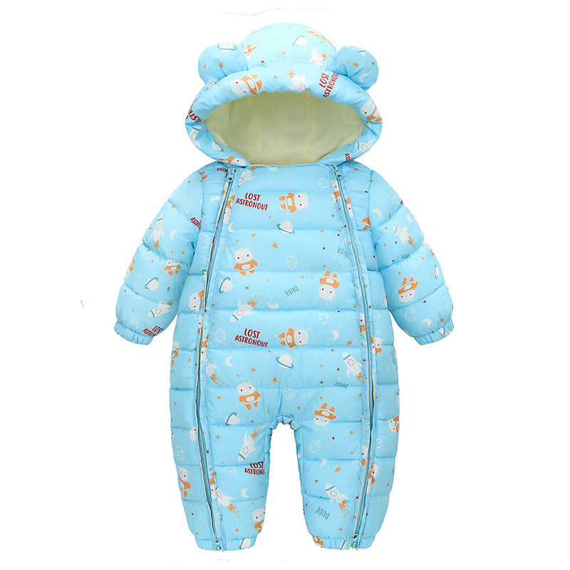Hooded Autumn Winter Baby Snowsuit Plus Velvet Warm Baby Girl Romper Baby Boy Jumpsuit Infant Winter Overalls Coat Thick