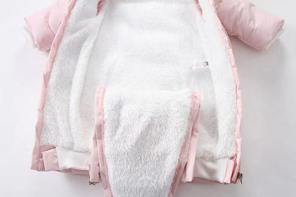 Velvet Warm Newborn Baby Overalls Baby Girl Winter Jumpsuit Plus Infant Girl Snowsuit Toddler Romper Outerwear Coat Cozy