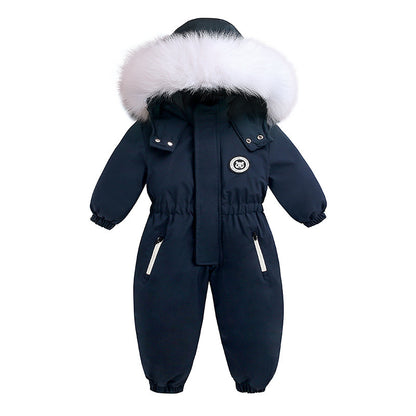 Warm Plus Velvet Winter Ski Suit Baby Jumpsuit Boy Overalls Kids Toddler Girl Clothes Children Clothing Warm Coat