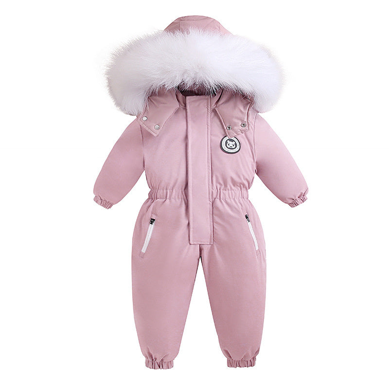 Warm Plus Velvet Winter Ski Suit Baby Jumpsuit Boy Overalls Kids Toddler Girl Clothes Children Clothing Warm Coat