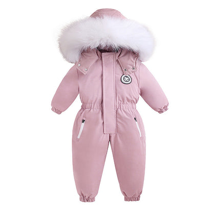 Warm Plus Velvet Winter Ski Suit Baby Jumpsuit Boy Overalls Kids Toddler Girl Clothes Children Clothing Warm Coat