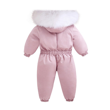 Warm Plus Velvet Winter Ski Suit Baby Jumpsuit Boy Overalls Kids Toddler Girl Clothes Children Clothing Warm Coat