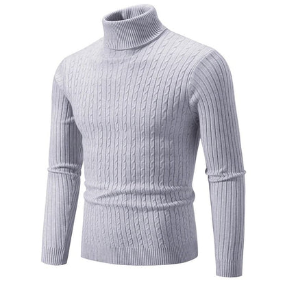 Mens High Neck Knitted Turtleneck Pullover Winter Sweater