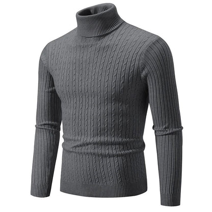 Mens High Neck Knitted Turtleneck Pullover Winter Sweater