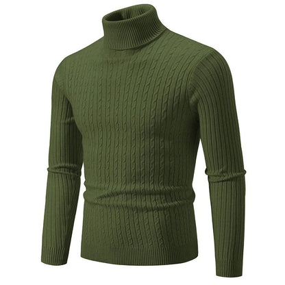 Mens High Neck Knitted Turtleneck Pullover Winter Sweater