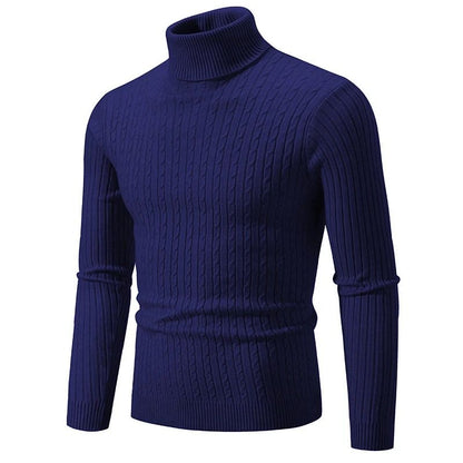 Mens High Neck Knitted Turtleneck Pullover Winter Sweater