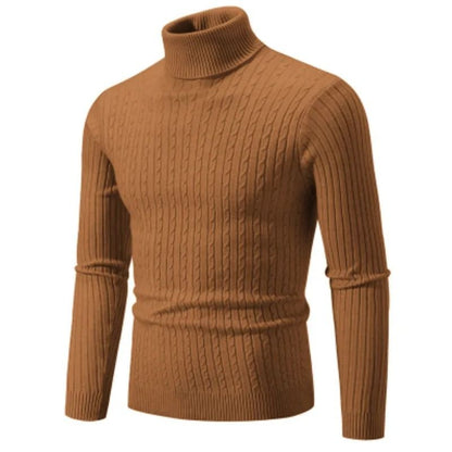 Mens High Neck Knitted Turtleneck Pullover Winter Sweater