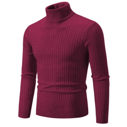 Mens High Neck Knitted Turtleneck Pullover Winter Sweater