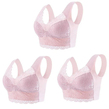Cooling Ice Silk Wireless Lace Bra Top with Seamless Support for Everyday Comfort