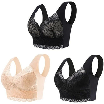 Cooling Ice Silk Wireless Lace Bra Top with Seamless Support for Everyday Comfort