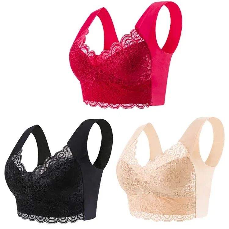 Cooling Ice Silk Wireless Lace Bra Top with Seamless Support for Everyday Comfort