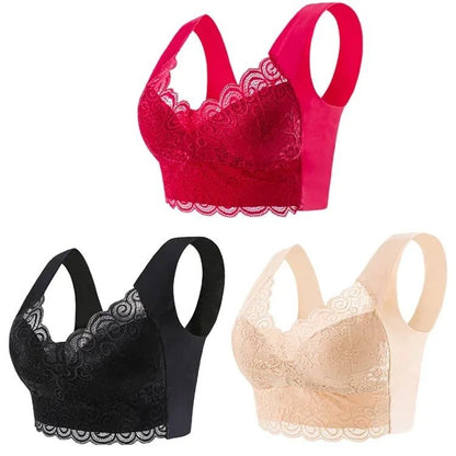 Cooling Ice Silk Wireless Lace Bra Top with Seamless Support for Everyday Comfort