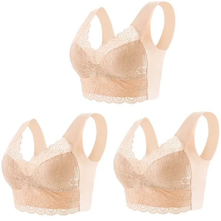 Cooling Ice Silk Wireless Lace Bra Top with Seamless Support for Everyday Comfort