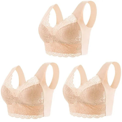 Cooling Ice Silk Wireless Lace Bra Top with Seamless Support for Everyday Comfort