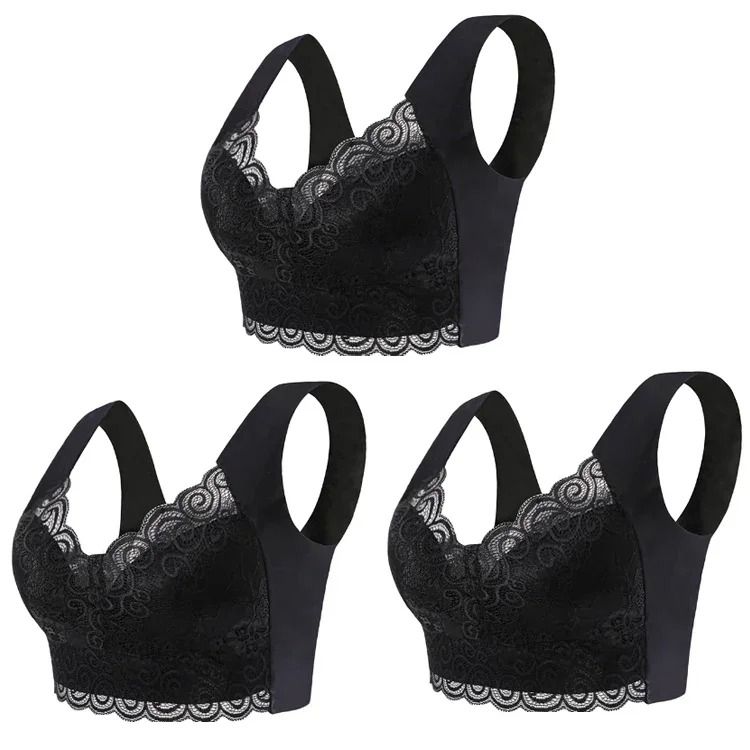 Cooling Ice Silk Wireless Lace Bra Top with Seamless Support for Everyday Comfort