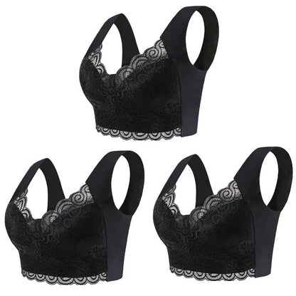 Cooling Ice Silk Wireless Lace Bra Top with Seamless Support for Everyday Comfort