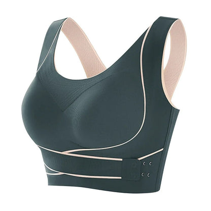 Sports Bra Front Adjustable Buckle Wireless Padded Breathable Top