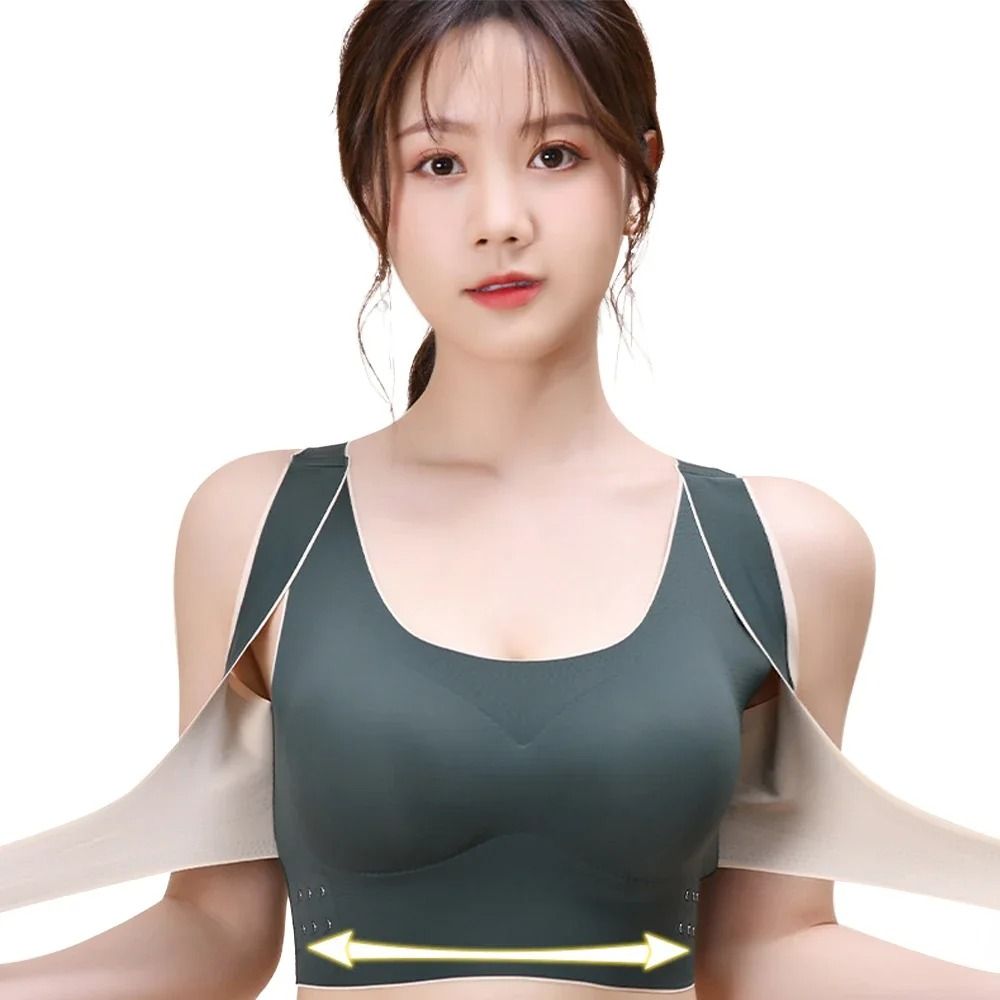 Sports Bra Front Adjustable Buckle Wireless Padded Breathable Top