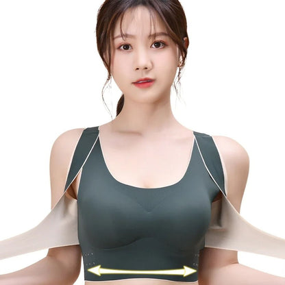 Sports Bra Front Adjustable Buckle Wireless Padded Breathable Top
