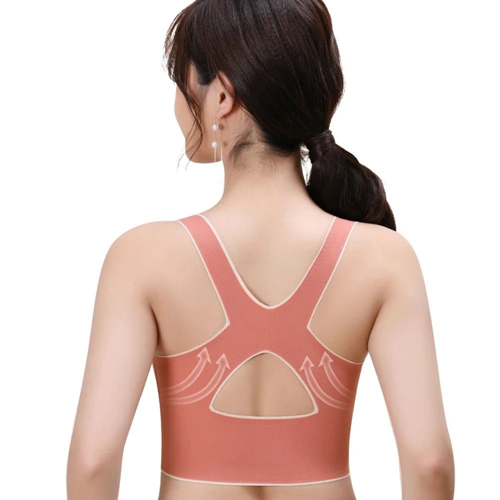 Sports Bra Front Adjustable Buckle Wireless Padded Breathable Top