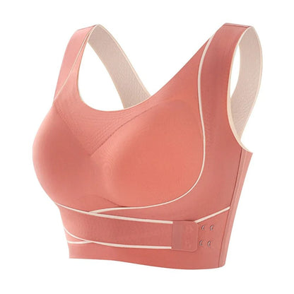 Sports Bra Front Adjustable Buckle Wireless Padded Breathable Top