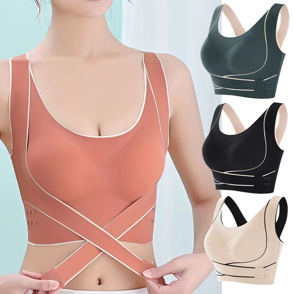 Sports Bra Adjustable Buckle Wireless Padded Comfy Yoga Fitness Top