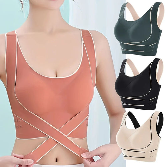 Sports Bra Adjustable Buckle Wireless Padded Comfy Yoga Fitness Top