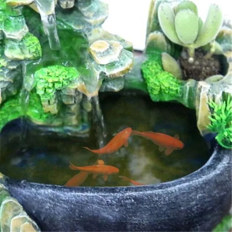 Feng Shui LED Tabletop Fountain with Flowing Waterfall and Color Changing Lights for Office or Home Decor