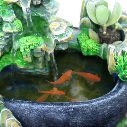 Feng Shui LED Tabletop Fountain with Flowing Waterfall and Color Changing Lights for Office or Home Decor