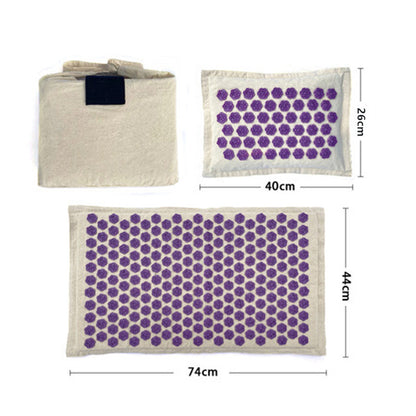 Lotus Spike Acupressure Mat Cushion, Nature Linen Coconut Palm Massage Yoga Mat Sport Pillow with Carry Bag for Stress