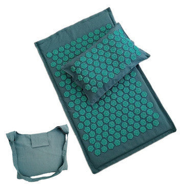 Lotus Spike Acupressure Mat Cushion, Nature Linen Coconut Palm Massage Yoga Mat Sport Pillow with Carry Bag for Stress