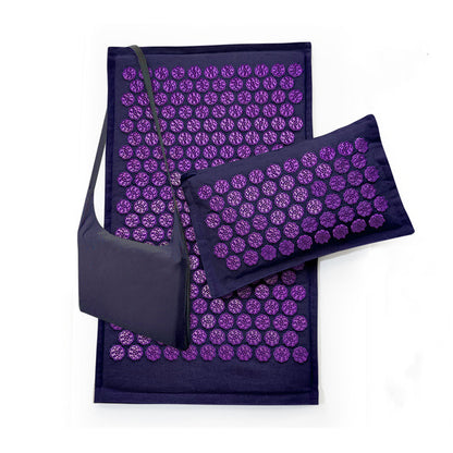 Lotus Spike Acupressure Mat Cushion, Nature Linen Coconut Palm Massage Yoga Mat Sport Pillow with Carry Bag for Stress