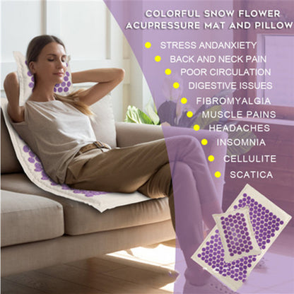Lotus Spike Acupressure Mat Cushion, Nature Linen Coconut Palm Massage Yoga Mat Sport Pillow with Carry Bag for Stress