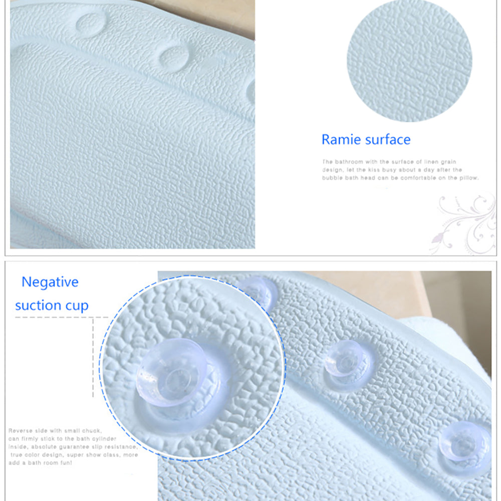 Luxury SPA Soft Bath Pillow for Comfortable Neck and Back, Eco-Friendly Bathtub Cushion Bathroom Headrest with Suction