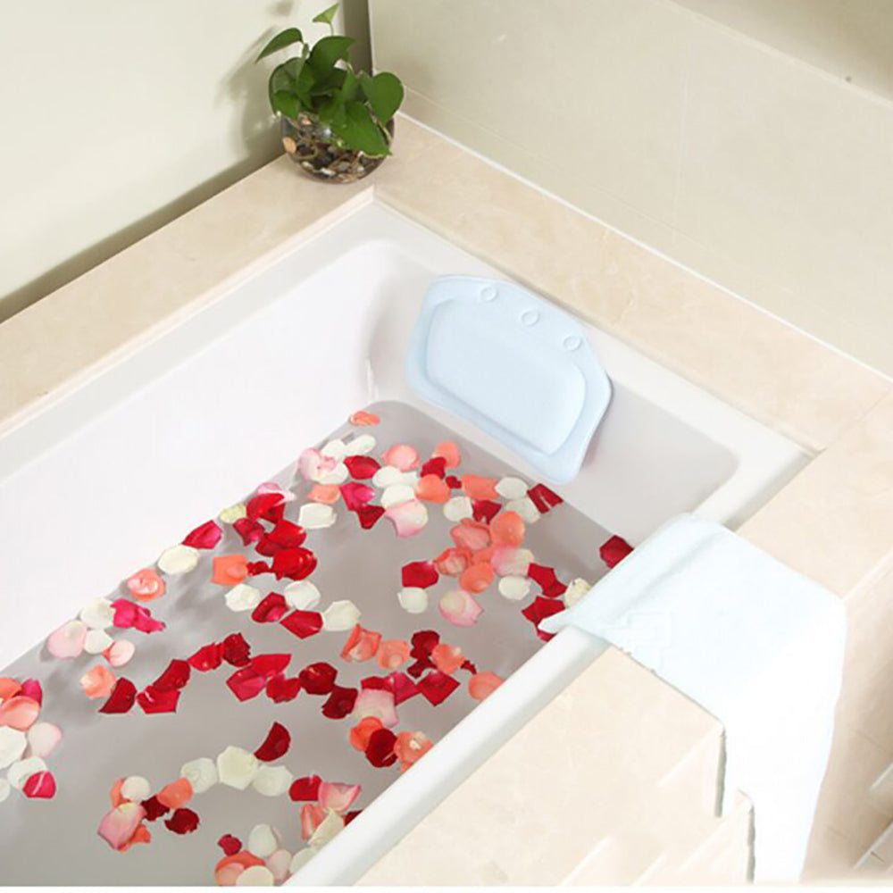 Luxury SPA Soft Bath Pillow for Comfortable Neck and Back, Eco-Friendly Bathtub Cushion Bathroom Headrest with Suction