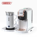 white coffee machine + milk frother + coffee capsules holder