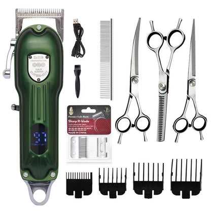 Professional Dog Hair Clipper – All-Metal Rechargeable Pet Grooming Trimmer for Dogs & Cats with Low Noise Cutting