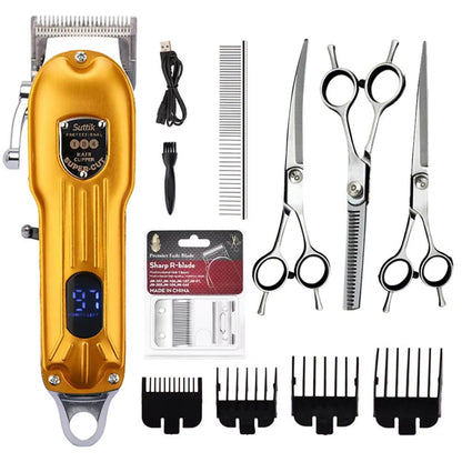 Professional Dog Hair Clipper – All-Metal Rechargeable Pet Grooming Trimmer for Dogs & Cats with Low Noise Cutting