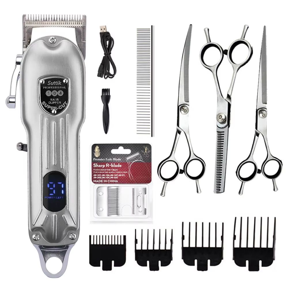 Professional Dog Hair Clipper – All-Metal Rechargeable Pet Grooming Trimmer for Dogs & Cats with Low Noise Cutting