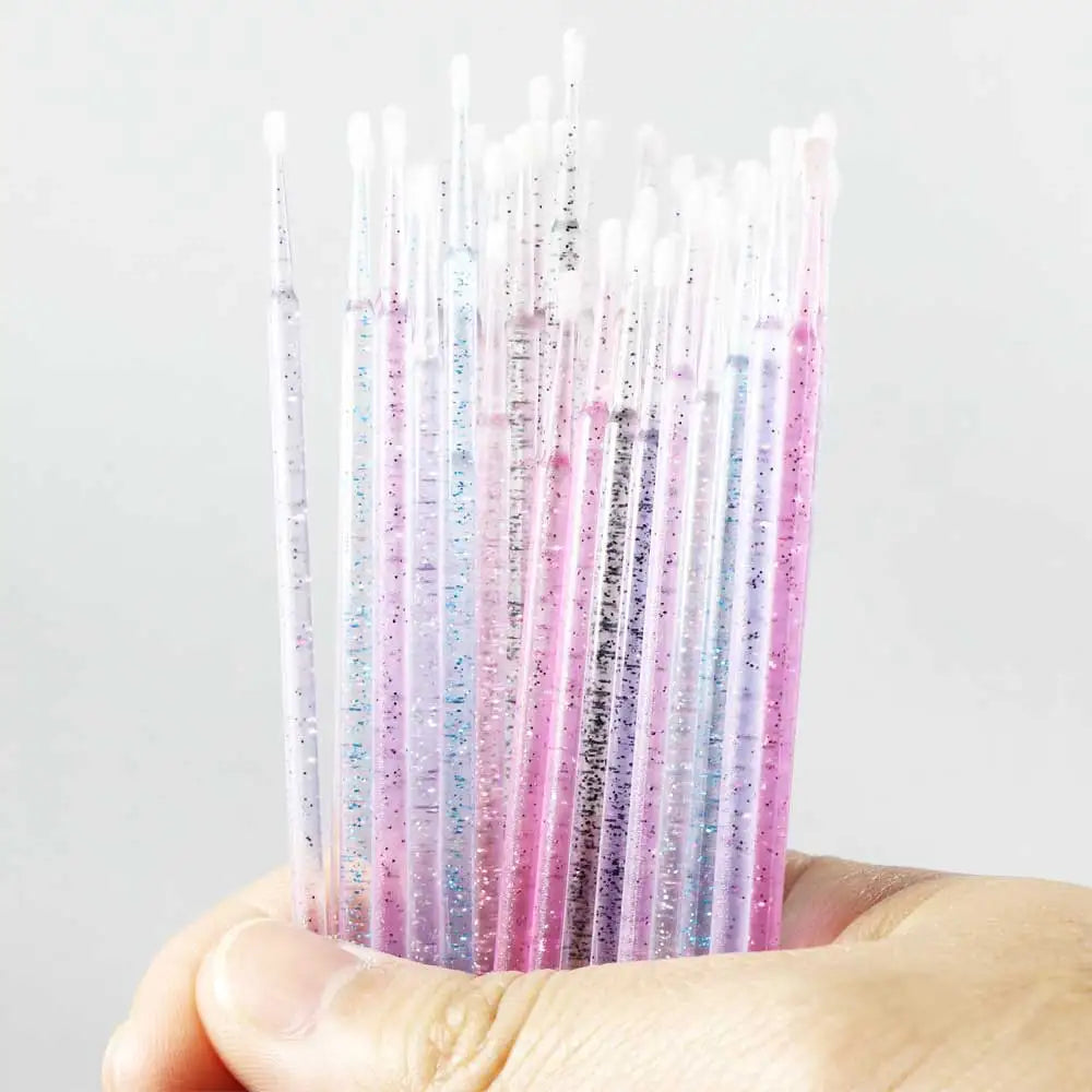Crystal Disposable Eyelash Brushes & Microbrushes for Precise Lash Extensions, Single-Use Tools for Beauty Professionals