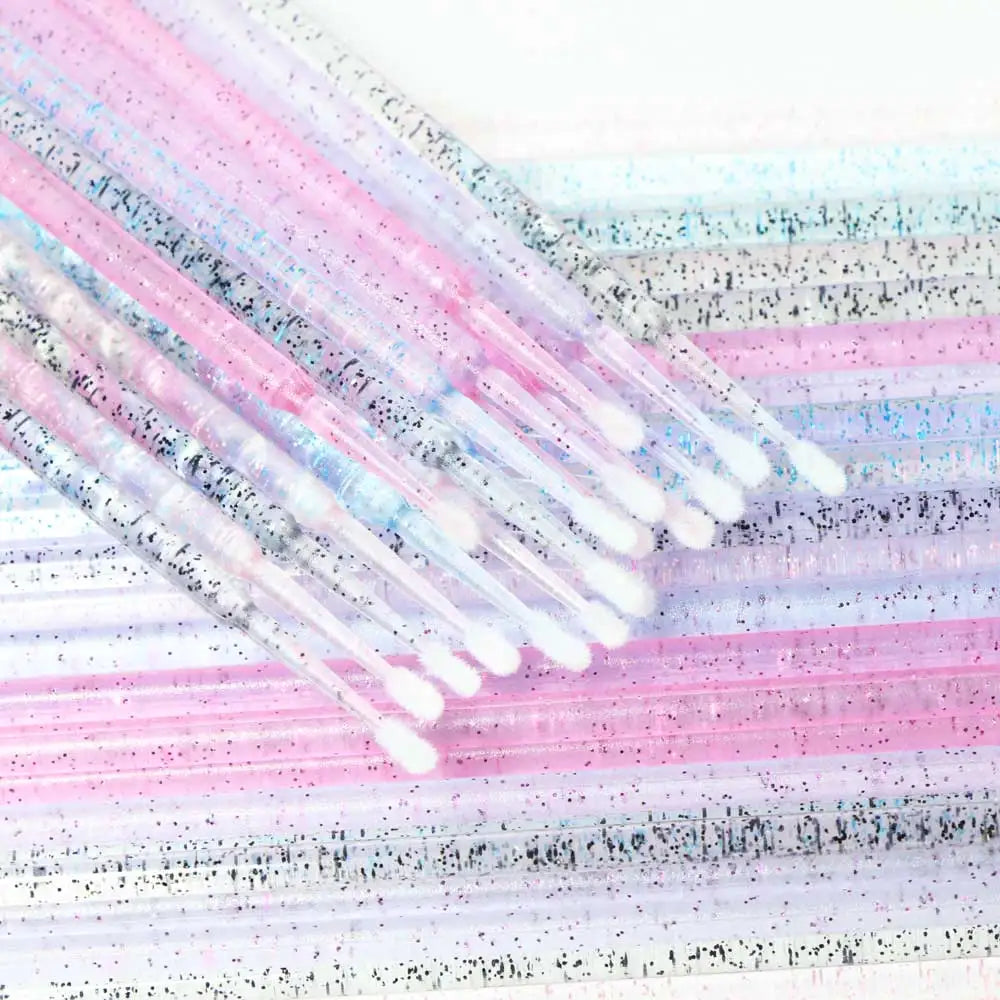 Crystal Disposable Eyelash Brushes & Microbrushes for Precise Lash Extensions, Single-Use Tools for Beauty Professionals