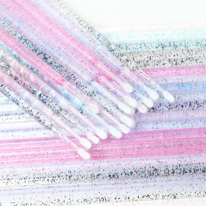 Crystal Disposable Eyelash Brushes & Microbrushes for Precise Lash Extensions, Single-Use Tools for Beauty Professionals